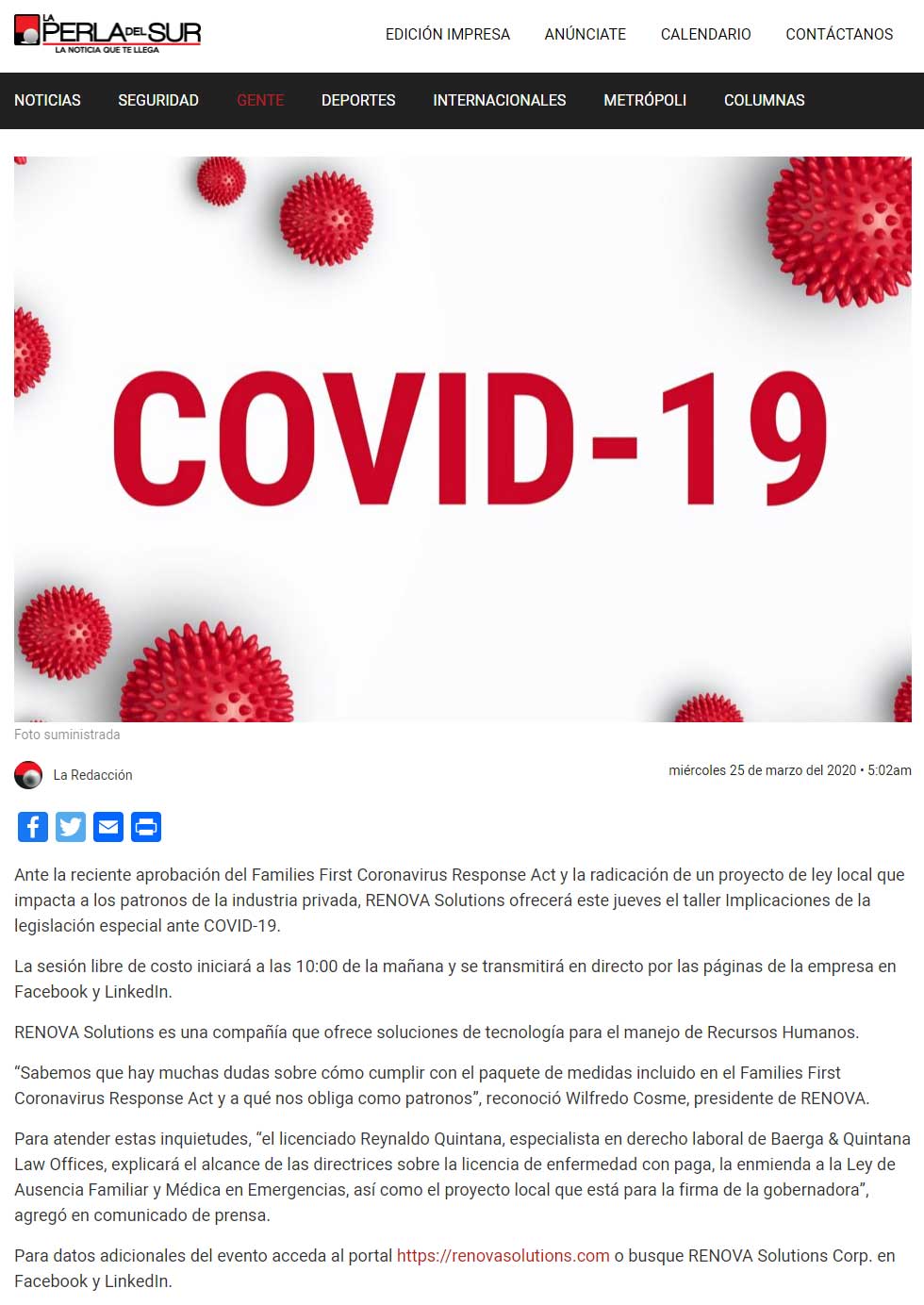 Atención patronos: ofrecen taller en línea sobre implicaciones de legislación por el COVID-19